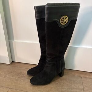 Tory Burch Black Knee-High Boots,6.5M